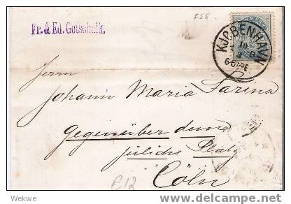 Dk-C9-012/  DÄNEMARK - Wappen Im Oval 20 Ö. 1886 N. Köln - Storia Postale