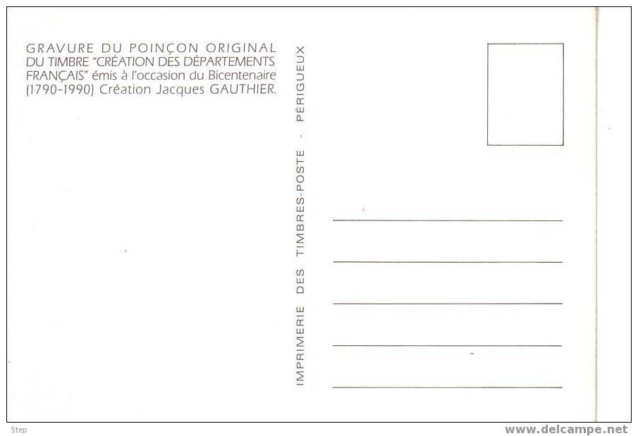 GRAVURE Du Poinçon Original Du Timbre "CREATION DES DEPARTEMENTS FRANCAIS" Sur CARTE POSTALE - French Revolution