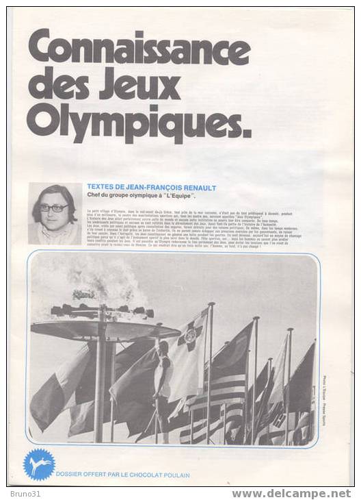 Rare Dossier POULAIN  - Jeux Olympiques - COMPLET - Coubertin , Lenglen , Mimoun , Killy , Spitz ... - Chocolate