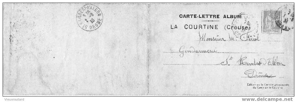 CARTE LETTRE ALBUM, LA COURTINE .DATEE 1933. - La Courtine