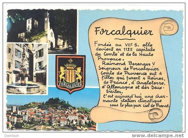 04 /FL/ FORCALQUIER, Multivue Et Historique, CPSM Couleur, Ed Mar - Forcalquier