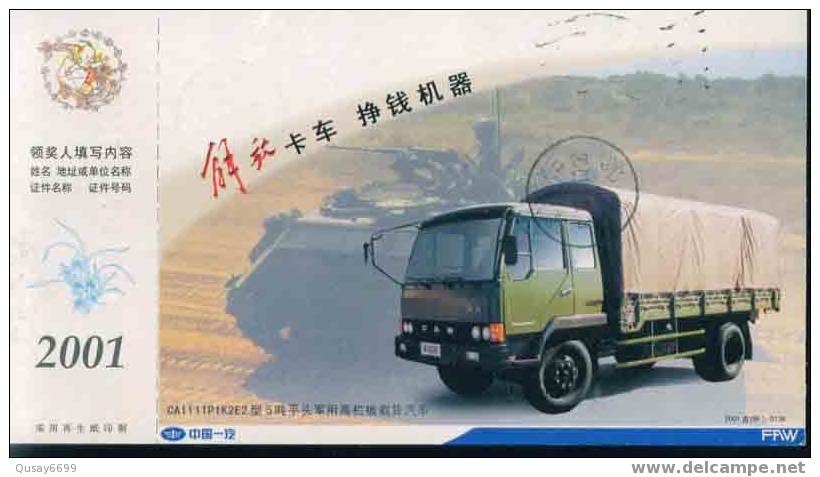 China ,postal Stationery, Truck, Tank - Camions