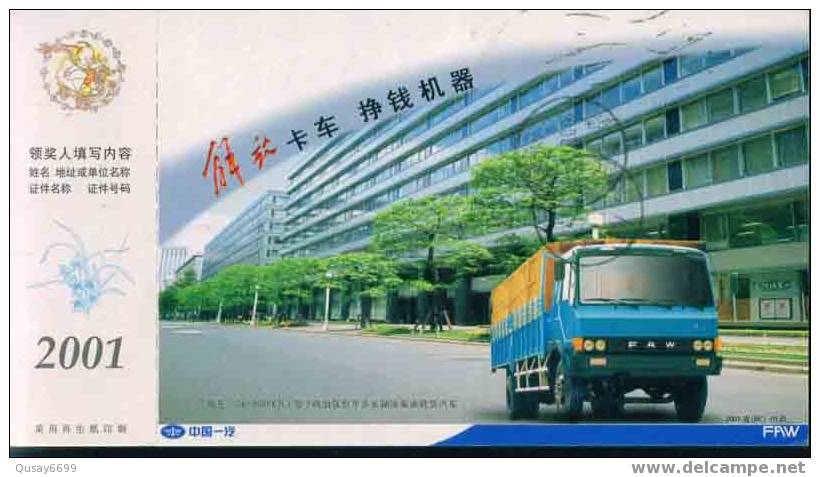 China ,postal Stationery, Truck, - Vrachtwagens