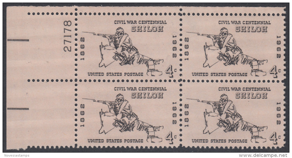 !a! USA Sc# 1179 MNH PLATEBLOCK (UL/27178) - Civil War: Shiloh - Unused Stamps