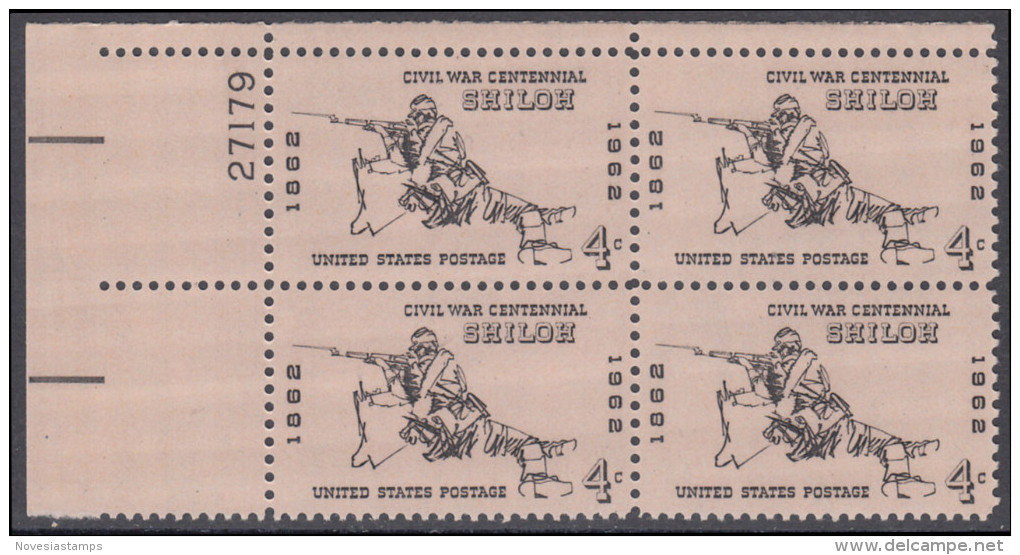 !a! USA Sc# 1179 MNH PLATEBLOCK (UL/27179) - Civil War: Shiloh - Unused Stamps