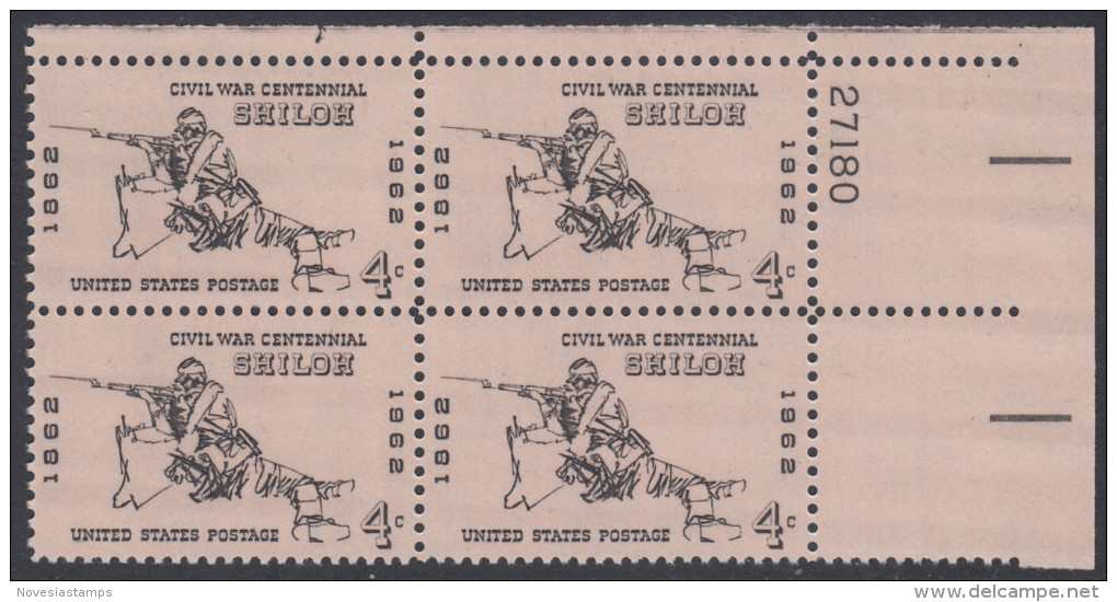 !a! USA Sc# 1179 MNH PLATEBLOCK (UR/27180/a) - Civil War: Shiloh - Unused Stamps