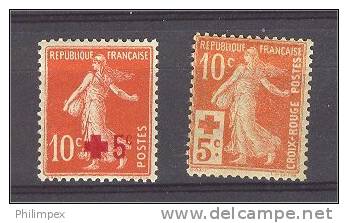 FRANCE, RED CROSS 1914, 2 STAMPS NEVER HINGED **! - Nuevos