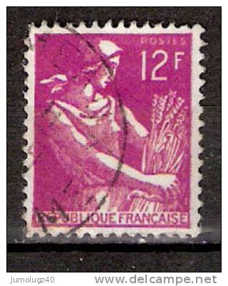 Timbre France Y&T N°1116 (1) Obl.  Type Moissonneuse  12 F. Lilas-rose. Cote 0,30 € - 1957-1959 Moissonneuse