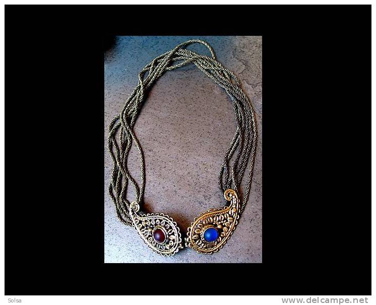 CollierCREATEUR Années 80 / Vintage French Creator Copper Necklace - Collane/Catenine