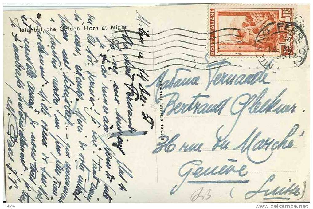 S 643 - ITALIA LAVORO £.25  SU C.P. PER ESTERO - 1946-60: Storia Postale