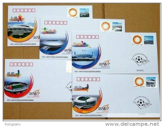 2007 CHINA STADIUMS OF FIFA WOMEN´S W.C.CHINA 2007 COMM.COVER 5V - Briefe U. Dokumente