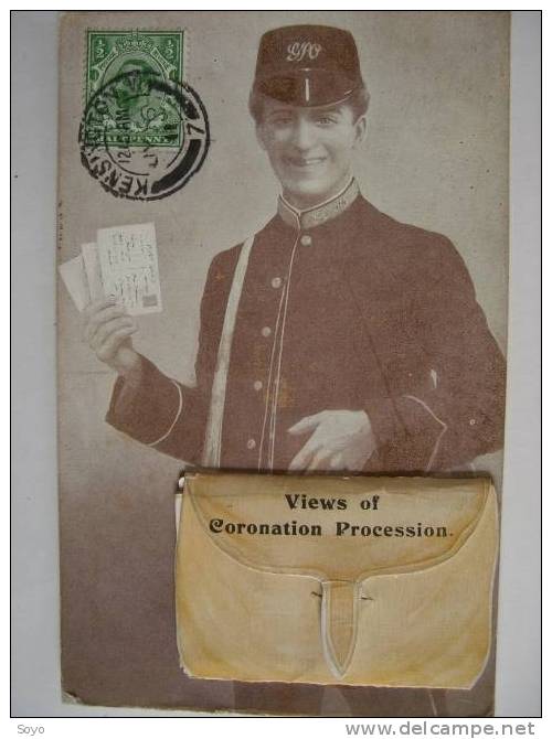 Facteur Postman View Coronation Procession Couronnement Voyagé 1911 Livret 10 Vues - Mechanical