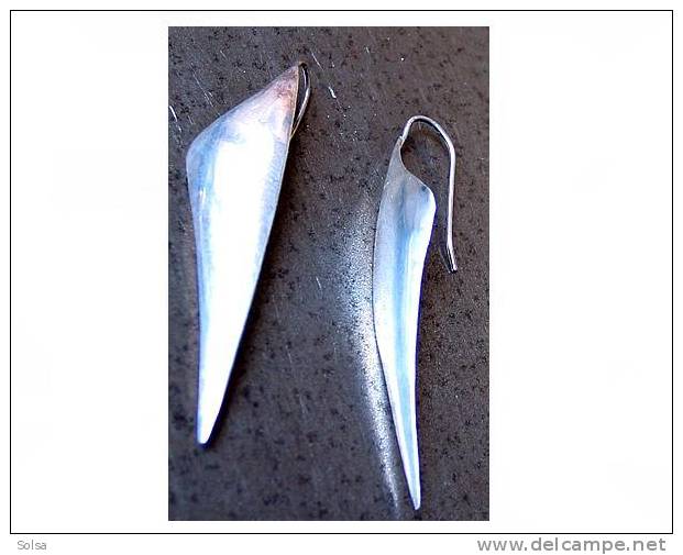 Boucles D'oreille Suède Argent Années 80 / Silver Design Earings From Sweden 80's - Orecchini