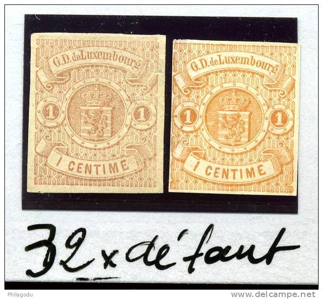 Luxembourg Yv: 32 Sans Gomme  Deux  Nuances     Cote  350 E - 1859-1880 Wappen & Heraldik