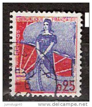 Timbre France Y&T N°1234 (01) Obl.  Marianne à La Nef.  25 C. Bleu Et Rouge. Cote 0,15 € - 1959-1960 Marianne (am Bug)