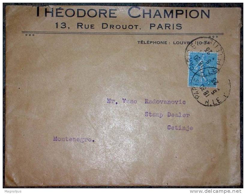 France,Letter,Memorandum, Cover,Theodore  Champion,vintage - Covers & Documents