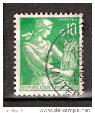 Timbre France Y&T N°1231 (01) Obl.  Moissonneuse.  10 C. Vert. Cote 0,15 € - 1957-1959 Oogst