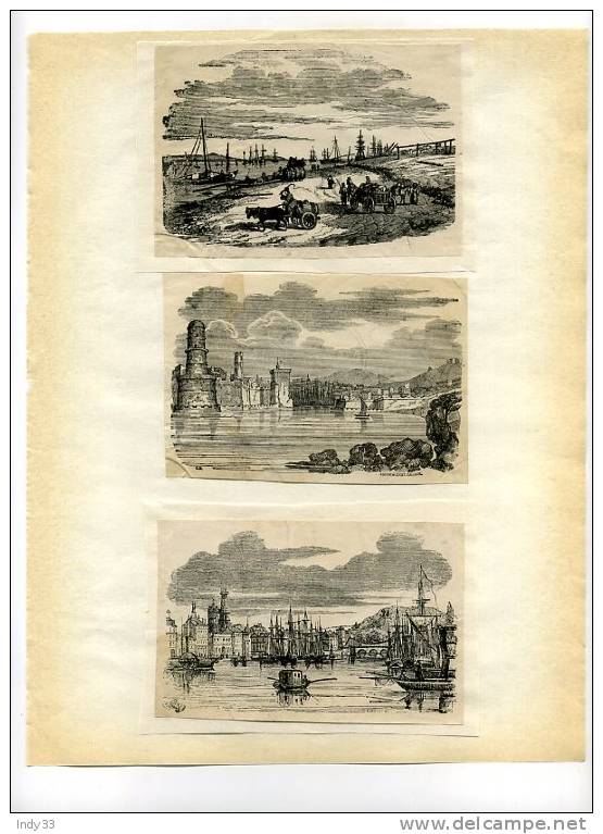 - SCENES DE PORT . GRAVURES SUR BOIS  DU XIXe S. TIRAGES A PART SUR PAPIER FIN - Art