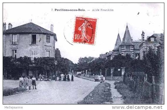 Cpa Pavillons Sous Bois (93) Allée Franklin , Belle Animation . 1908 . Coll Lebrun - Les Pavillons Sous Bois