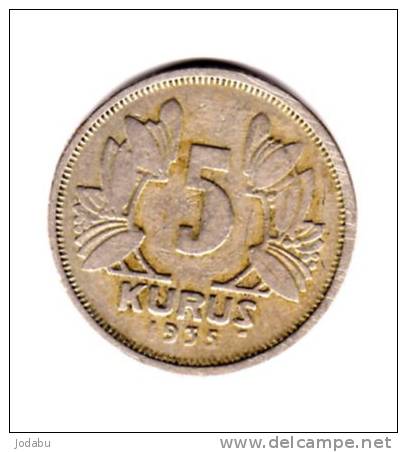 5 Kurus De 1935  Turquie - Turquie