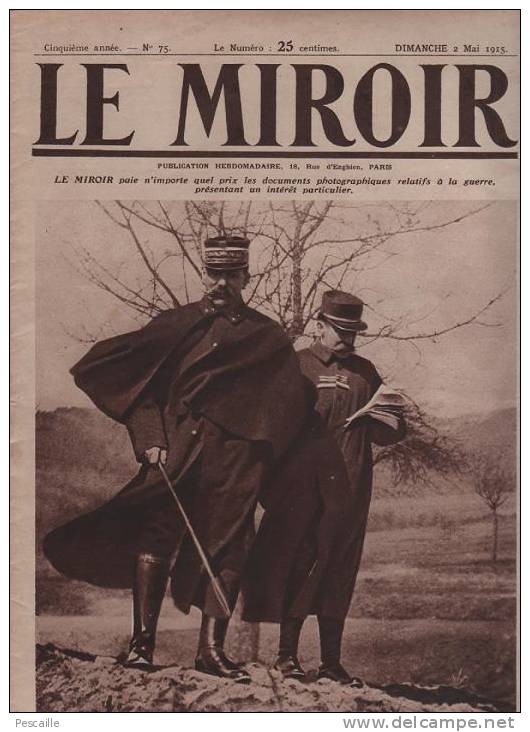 75 LE MIROIR 2 MAI 1915 - VAUQUOIS - HELIGOLAND - THANN - HIGHLANDERS - ROME ... - Allgemeine Literatur