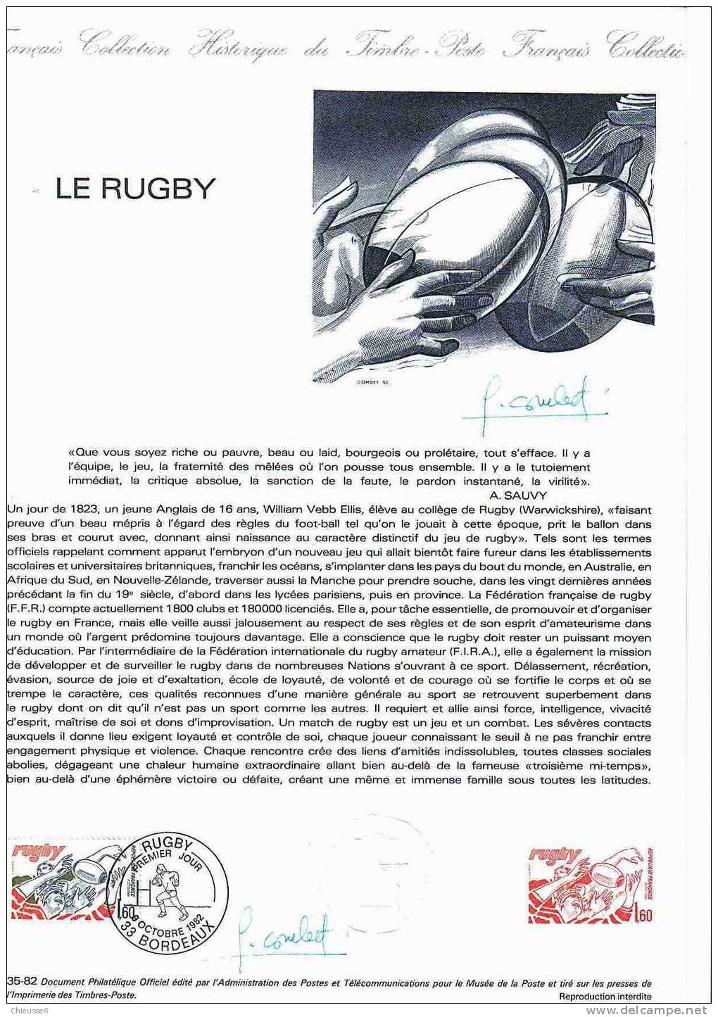 France . Document Officiel Rugby - Rugby