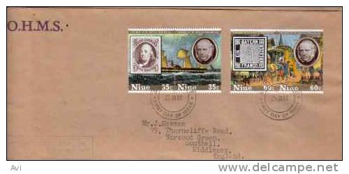 Niue 25.1.1980 Huricane Relief Ovp. Beautiful Fdc Real Posted Sir Rowland Hill And Ships - Niue