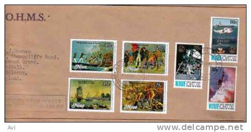 Niue 25.1.1980 Huricane Relief Ovp. Beautiful Fdc Real Posted Soldiers, Ships, Aircraft Carrier, Rocket - Niue
