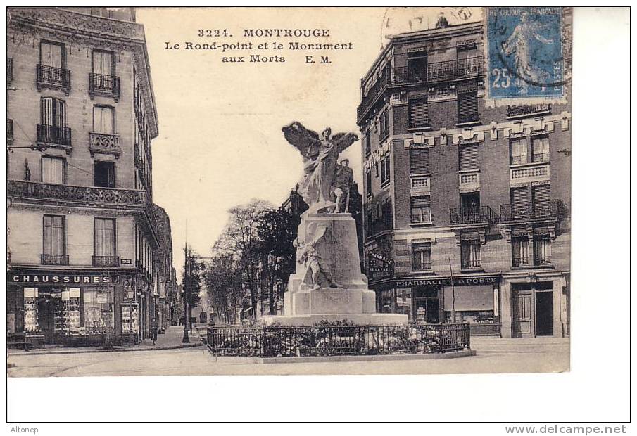 Montrouge : Le Rond-Point Et Le Monument Aux Morts - Montrouge