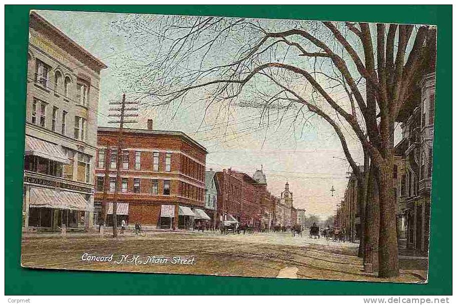 NEW HAMPSHIRE - CONCORD - MAIN STREET - HORSE CARRIAGES - BICYCLE - Senc C/1920´s To CONWAY, NH - Concord