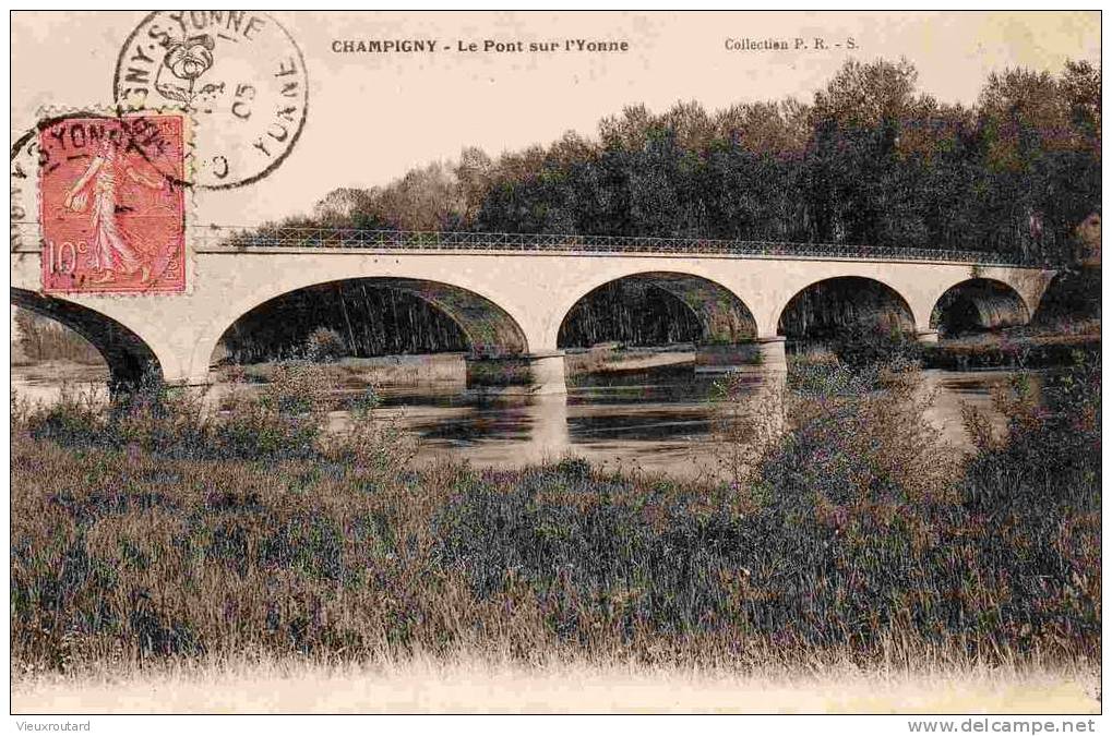 CPA. CHAMPIGNY. LE PONT SUR L´YONNE. DATEE 1905. - Champigny