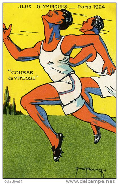 JEUX OLYMPIQUES PARIS 1924 - ILLUSTRATEUR SPORT - ATHLETISME - COURSE De VITESSE - CARTE NEUVE SUPERBE - Jeux Olympiques