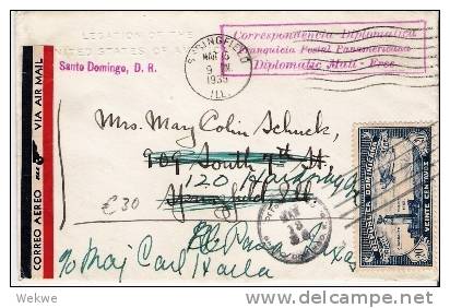 Do023 /  Dominikanische Rep., /Diplomatenpost (UPAE), Frankiert Illinois, Texas1935(Flugm.)at - Dominikanische Rep.