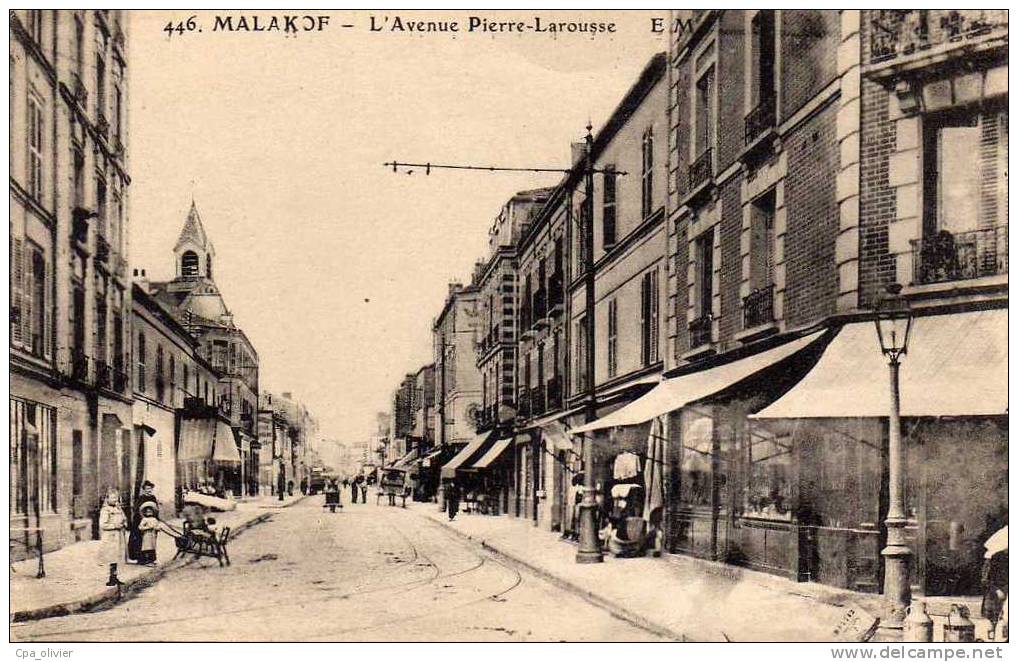 92 MALAKOFF Avenue Pierre Larousse, Animée, Ed EM 446, 191? - Malakoff