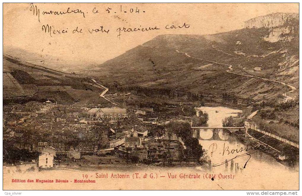82 ST ANTONIN Vue Générale, Coté Ouest, Ed MR 39, 1904, Dos 1900 - Saint Antonin Noble Val