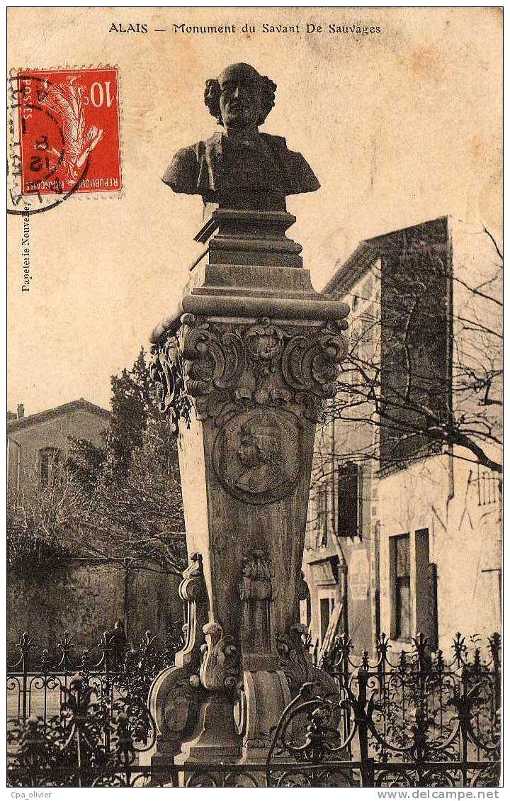 30 ALES ALAIS Monument Du Savant De Sauvages, Ed PN, 1911 - Alès