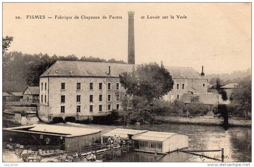 51 FISMES Usine, Fabrique De Chapeaux De Feutre, Lavoir Sur La Vesle, Ed ELD CG 20, 1916 - Fismes