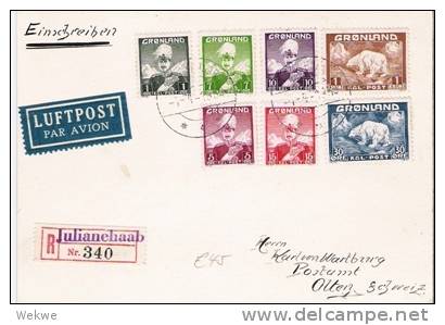 Dk-G019/1 GRÖNLAND - Ausgabe/first Issue, Einschreiben/reg. Julianehaab1939,Schweiz (Olten) - Covers & Documents