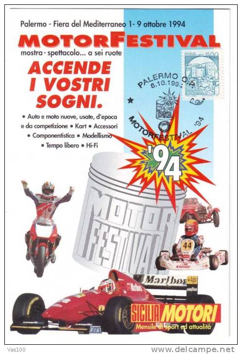 PALERMO-MOTOR FESTIVAL MOTOCICLISMO POST CARD 1994 ITALIA - Moto