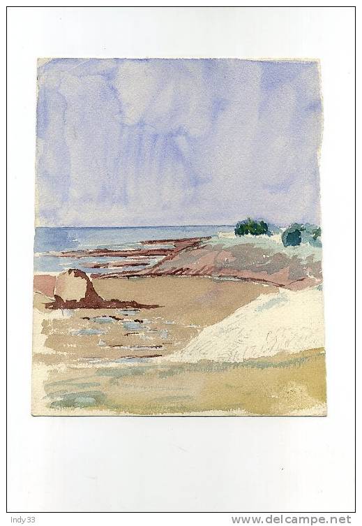 - VUE DE LA CÔTE ATLANTIQUE . NON SIGNEE - Aquarel