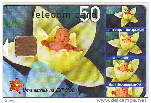 PORTUGAL TELECOM CARD 50 EXPO 98 PUCE OR ETAT COURANT - Portugal