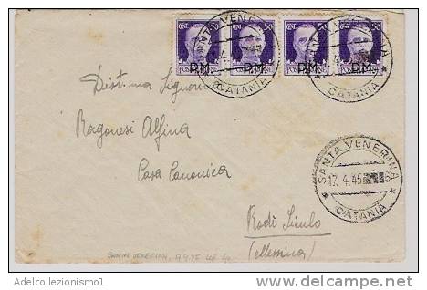 954)lettera Con 4x50c. PM Imperiale Da S. Venerina A Rodi Siculo Il 17-4-1945 - Marcofilie