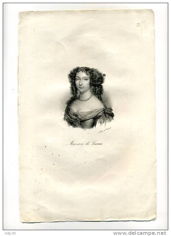 - PORTRAIT DE MARION DE LORME . LITHO DU XIXe S. - Lithografieën