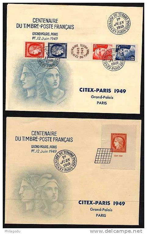 Centenaire Du Timbre CITEX 1-juin-1949   Bons FDC Timbre Et Bande - ....-1949