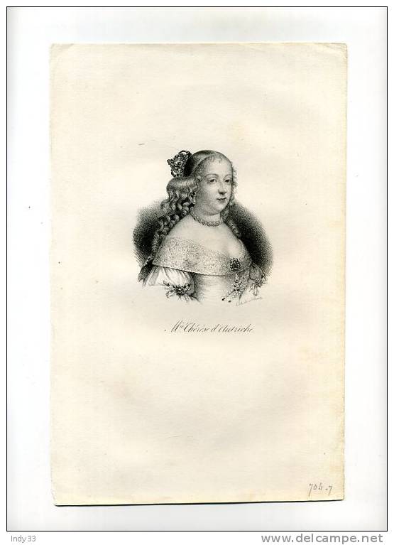 - PORTRAIT DE Mrie THERESE D´AUTRICHE . LITHO DU XIXe S. - Lithographies