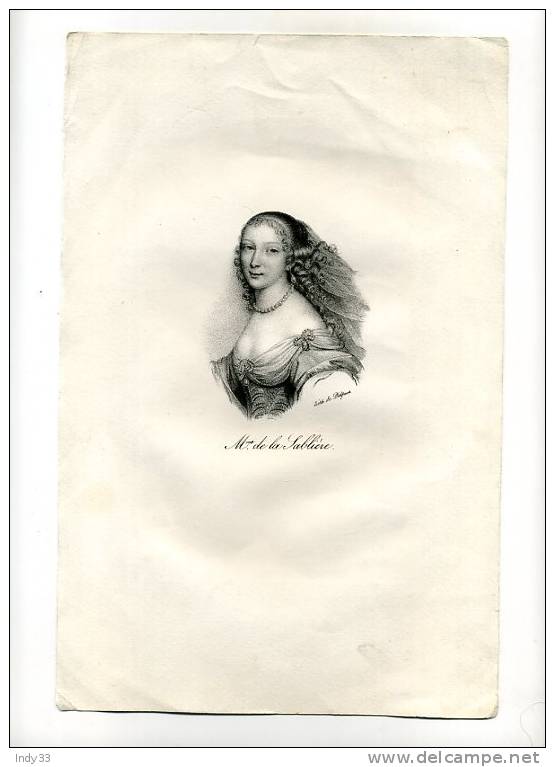 - PORTRAIT DE Mme DE LA SABLIERE . LITHO DU XIXe S. - Lithographies