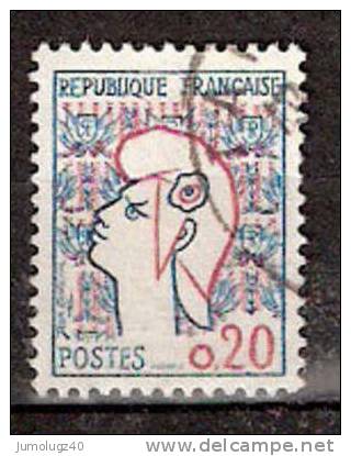 Timbre France Y&T N°1282 (01) Obl.  Marianne De Cocteau. 0.20 Fc. Bleu Et Rouge. Cote 0,15 € - 1961 Marianne De Cocteau