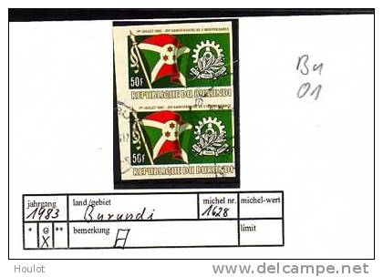 Burundi  Mi. N° 1628   Gestempelt Senkrechtes Paar 1983, 11. Jan. 20 Jahre Unabhängigkeit - Gebraucht