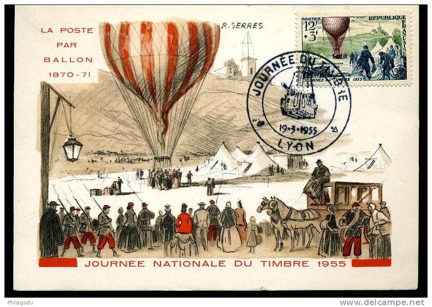 Carte Maximum 19-3-1955  Journée Du Timbre BALLON  Cote FDC 18 Euros - Gymnastik