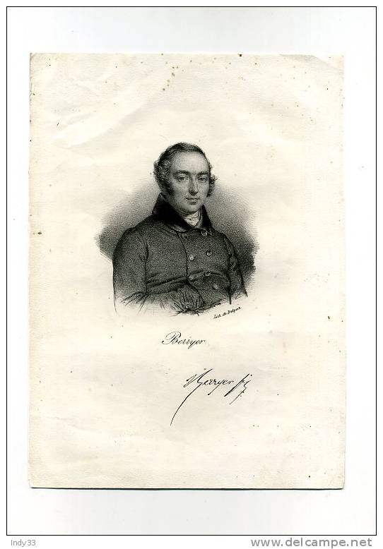 - PORTRAIT DE BERRYER  . LITHO DU XIXe S. - Lithografieën